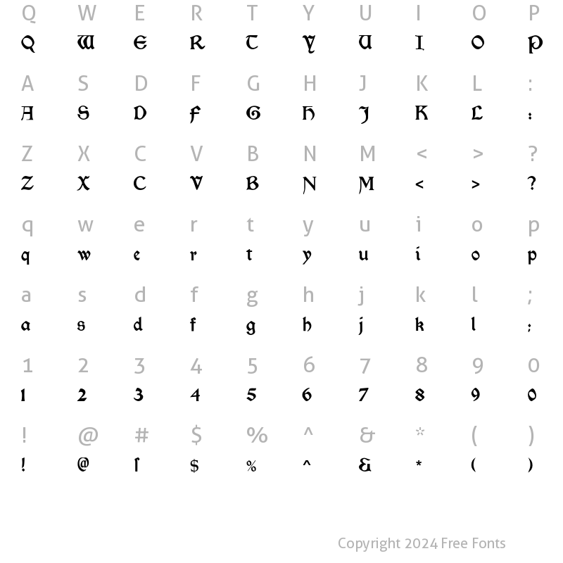 Character Map of Morris Roman Black