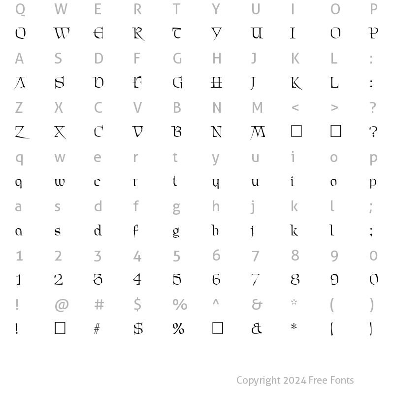 Character Map of Morris SF Regular