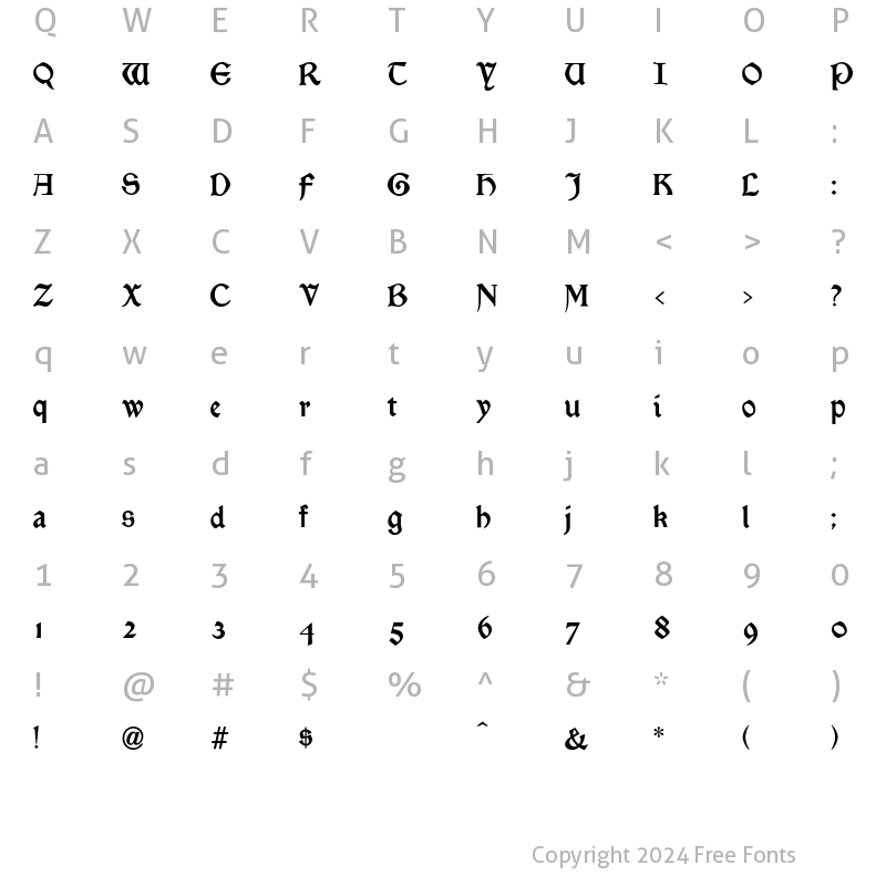 Character Map of MorrisBlack Regular