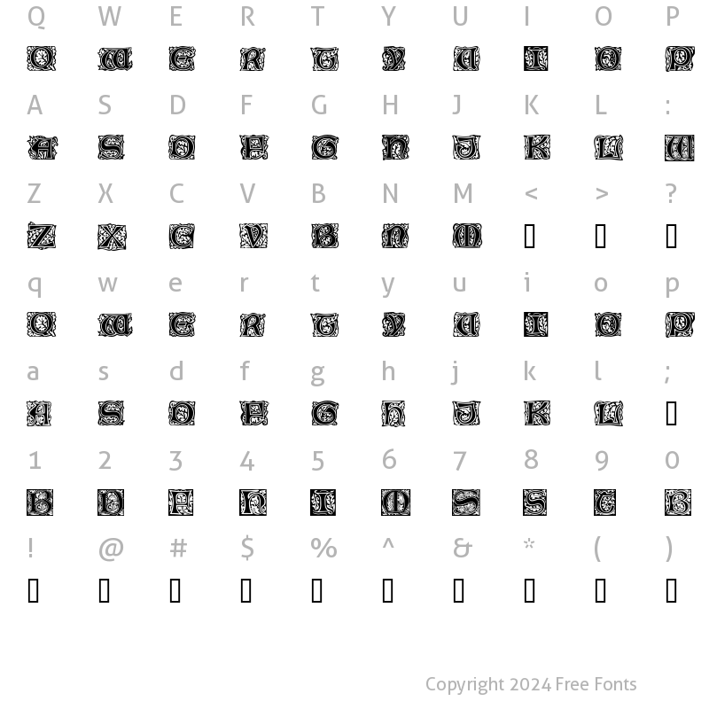 Character Map of MorrisInitialen Regular