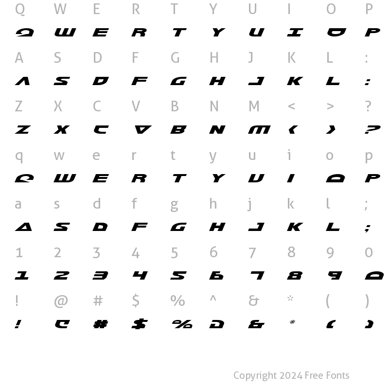 Character Map of Morse NK Italic Italic