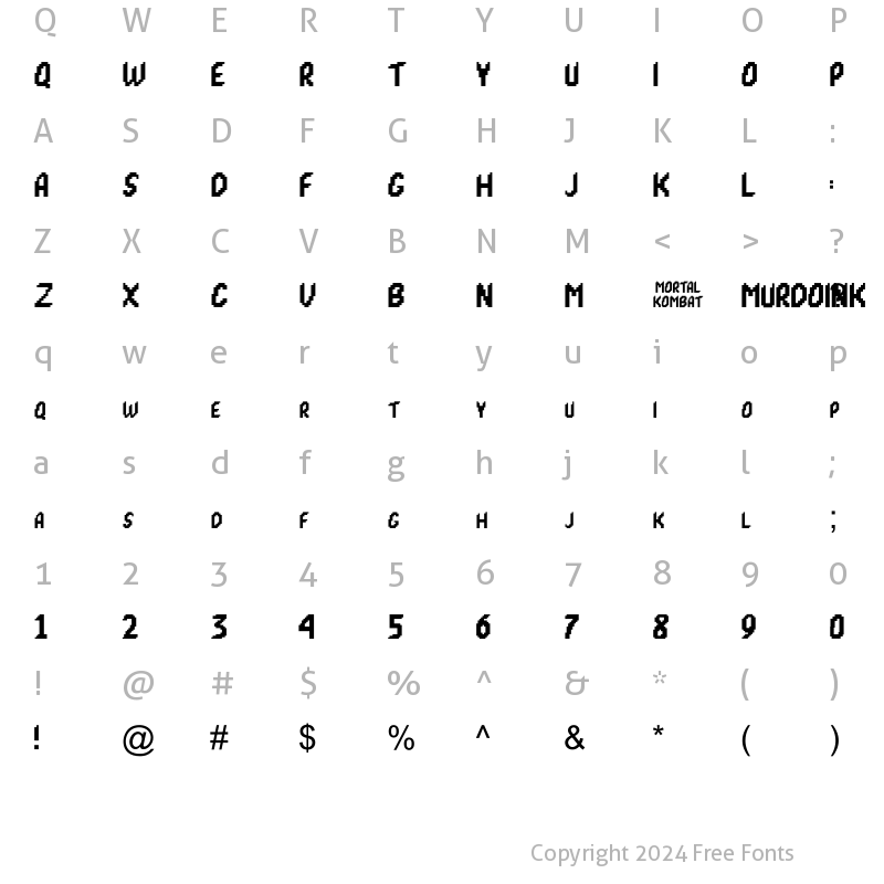 Character Map of Mortal Kombat 1 Regular