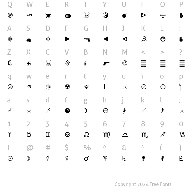 Character Map of Mortbats Regular