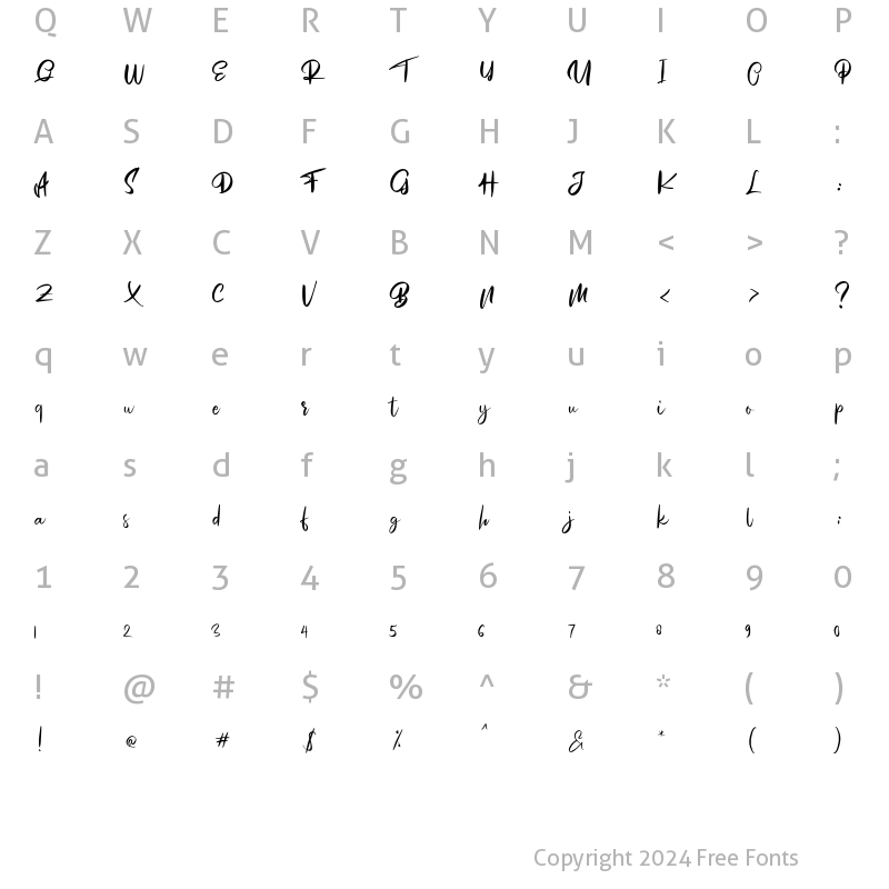 Character Map of Mosem Regular