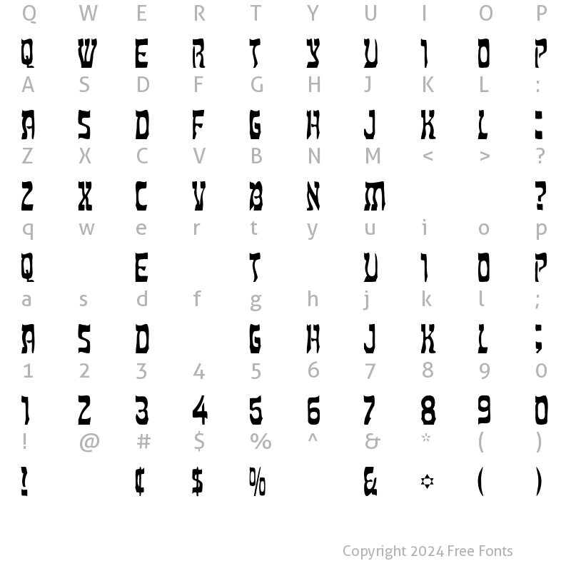 Character Map of Moses Judaika Regular