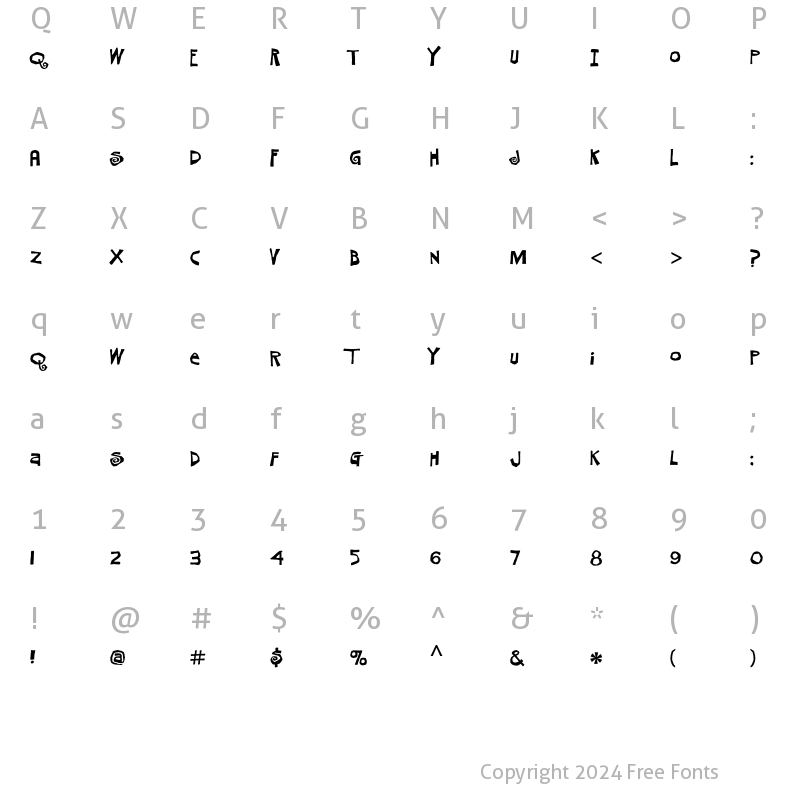 Character Map of Mosquito Fiesta ITC Std Regular