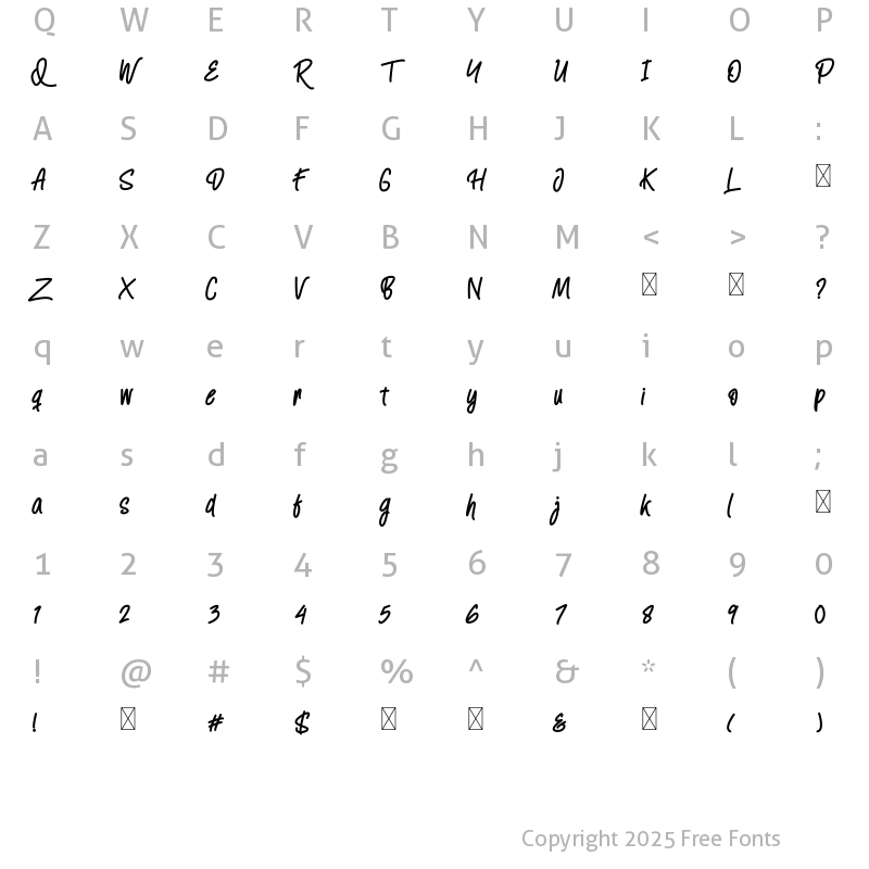 Character Map of Most Wanted Regular