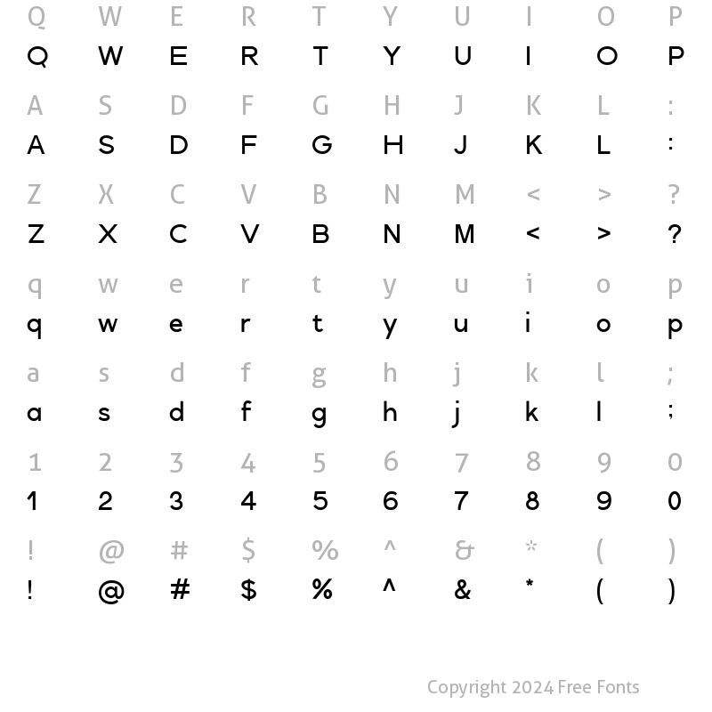 Character Map of Mostica Regular