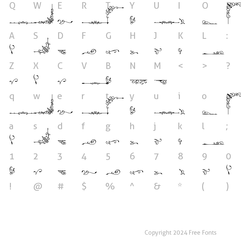 Character Map of Mostlatest Ornaments