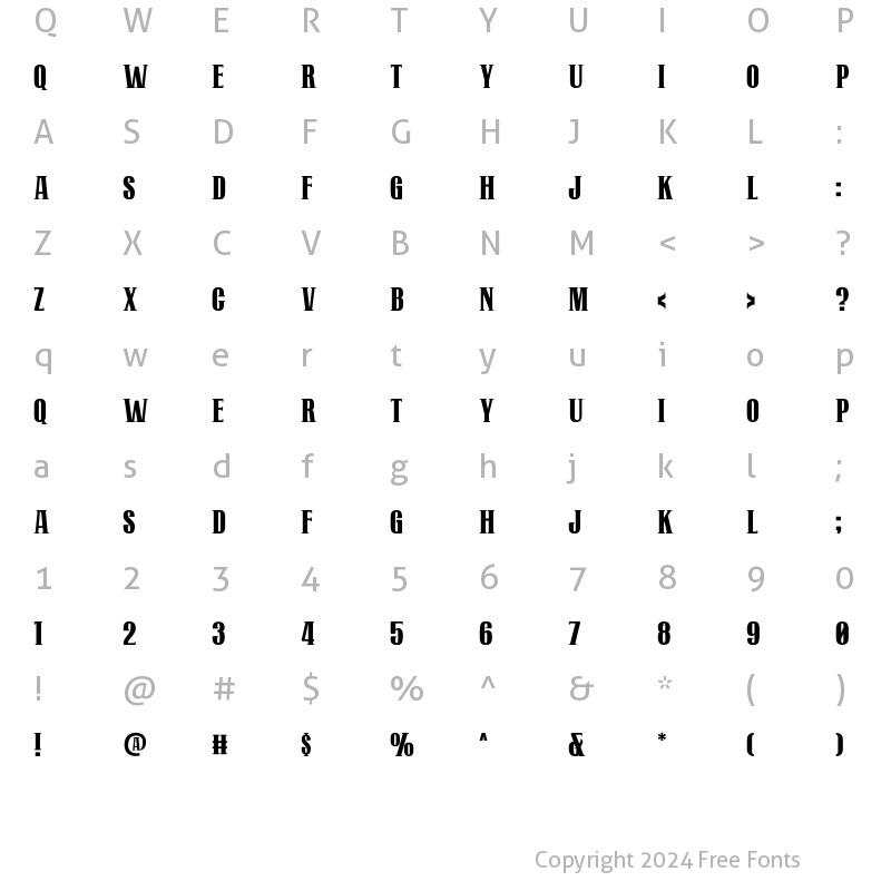 Character Map of Mostlatest Regular