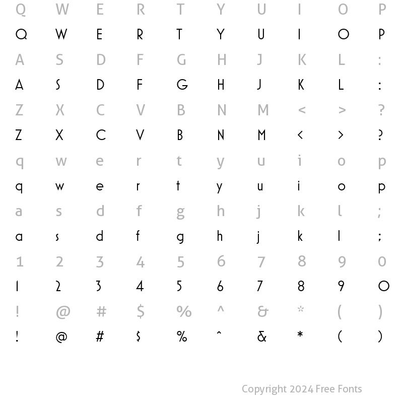 Character Map of MostraNuovaW00-Regular Regular