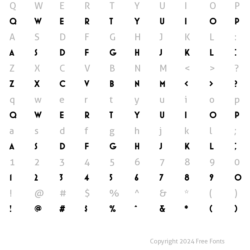 Character Map of MostraOneBold Regular