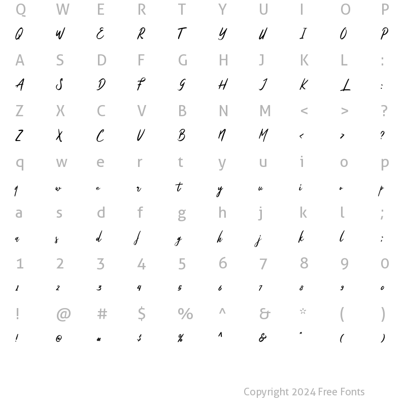 Character Map of Mother Caramel Regular