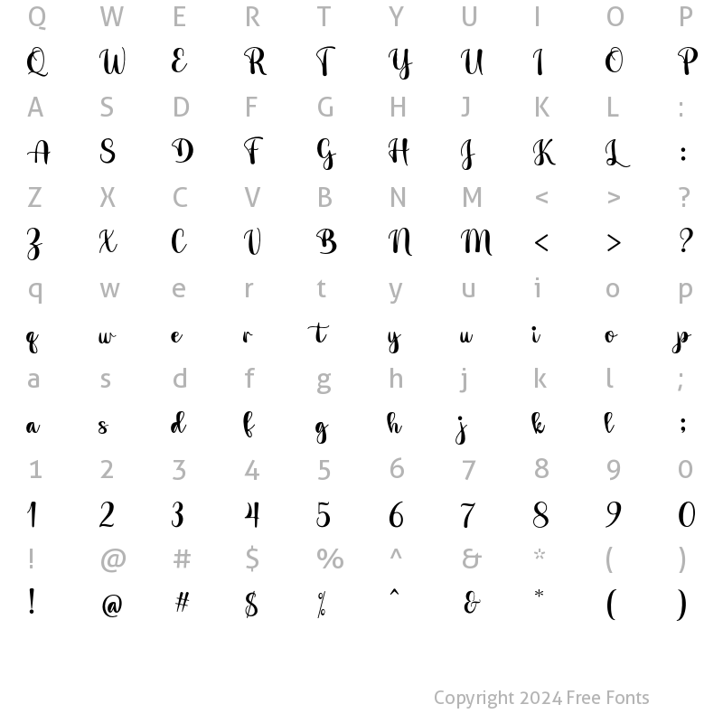 Character Map of Mother Smile Script Regular