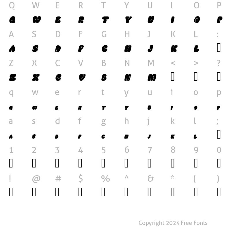 Character Map of MotherhoodDisplaySCapsSSK Italic