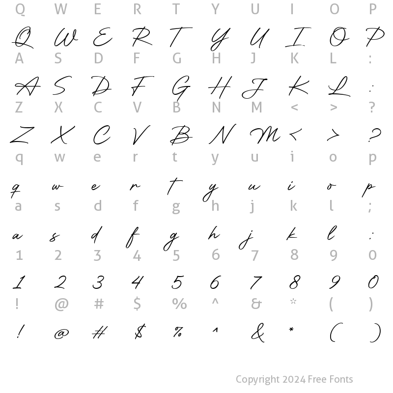 Character Map of Motherland Signature Regular