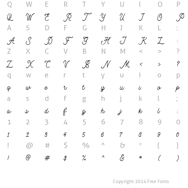 Character Map of Motherline Regular Regular