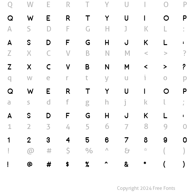 Character Map of Motherline Sans Regular