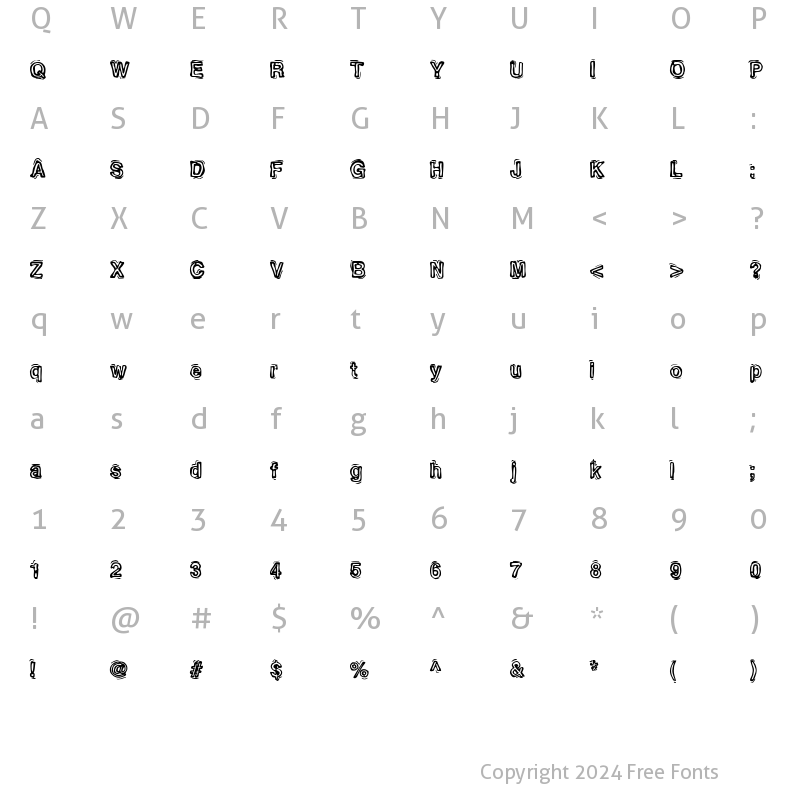 Character Map of Motherlode Stripped AOE Regular