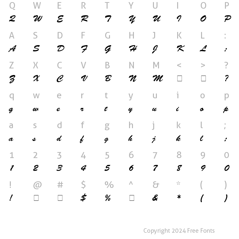 Character Map of Motif Script SSi Regular