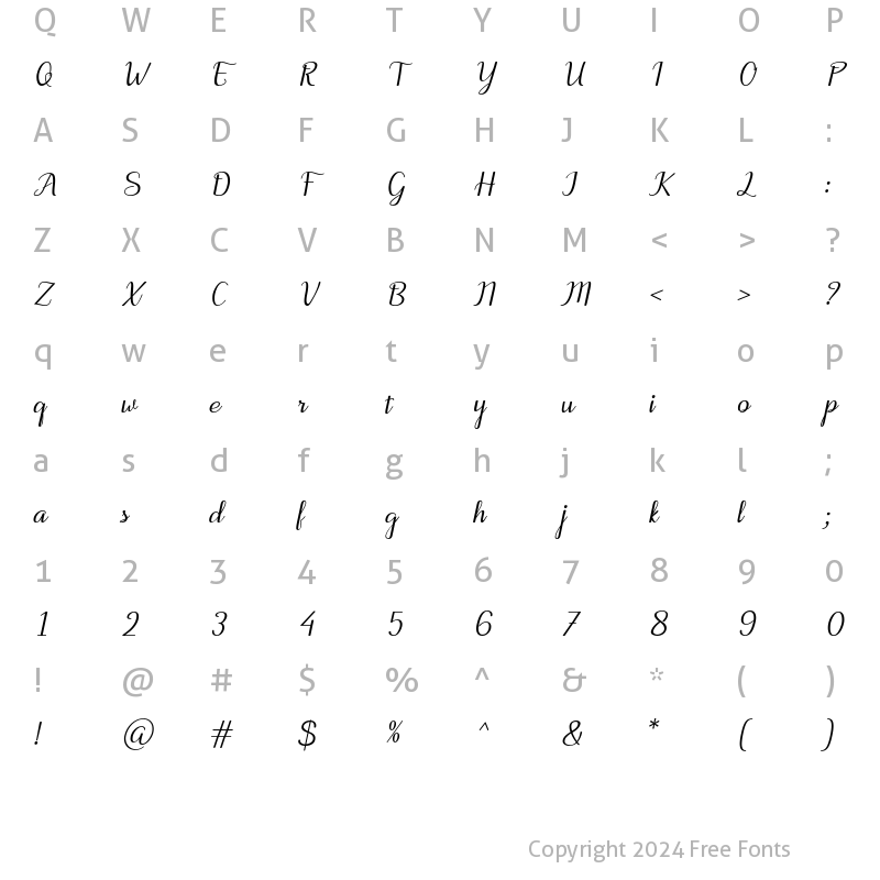 Character Map of Motira Italic