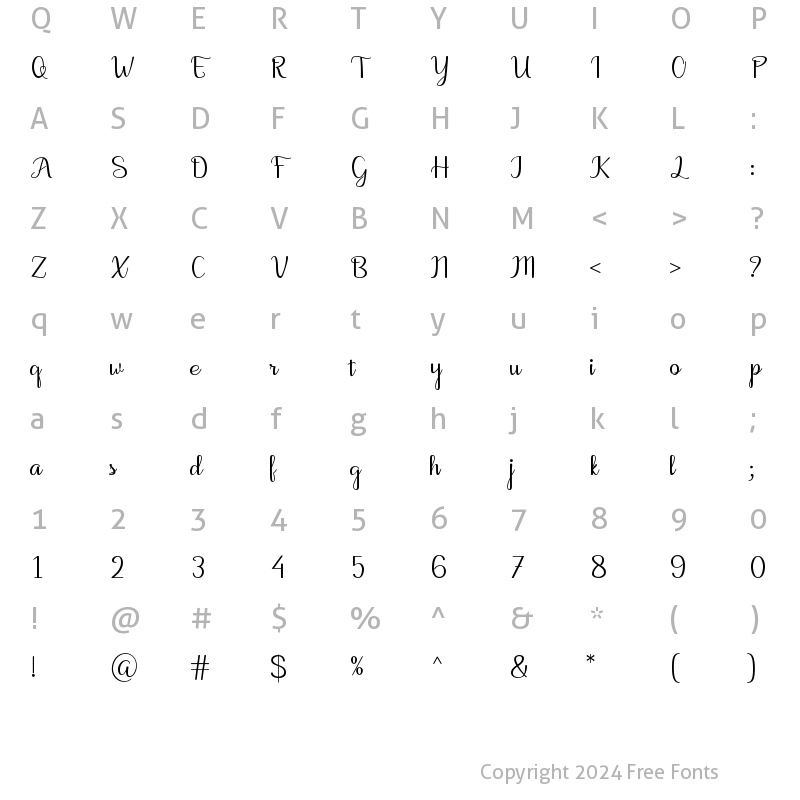 Character Map of Motira Regular