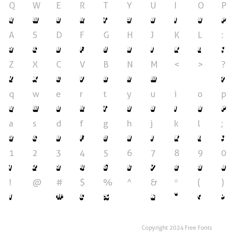 Character Map of Motorcade Regular