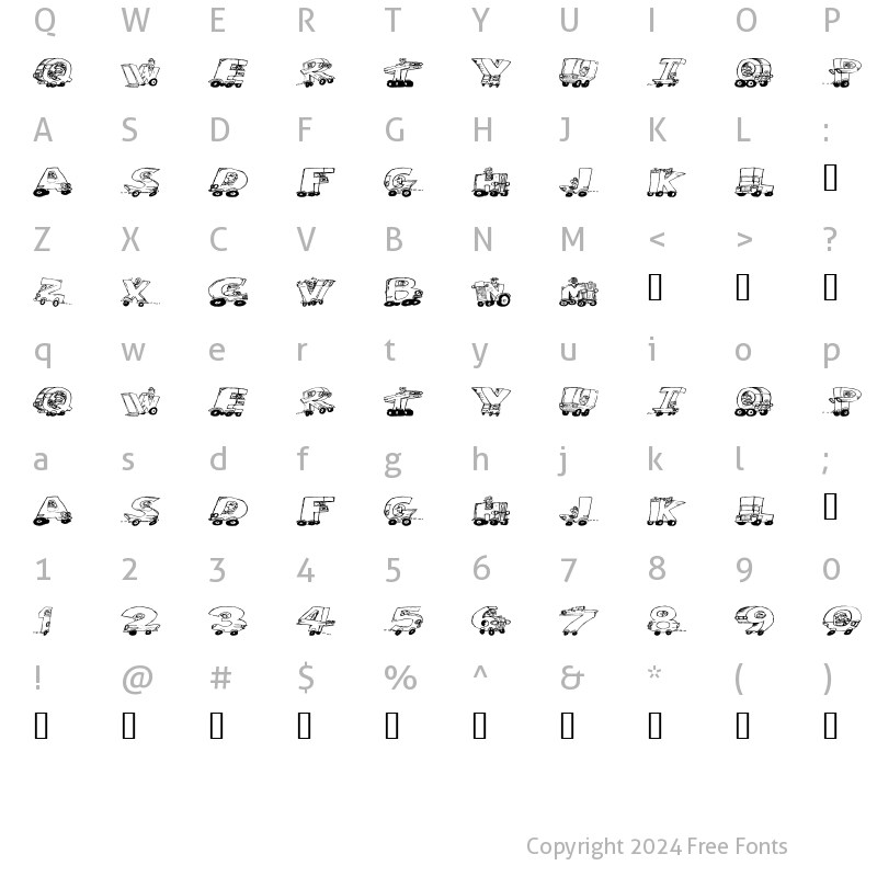 Character Map of Motoring Regular