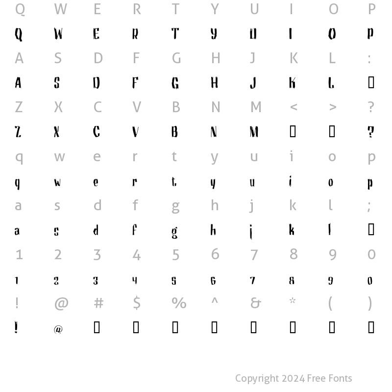 Character Map of Motrhead Grotesk