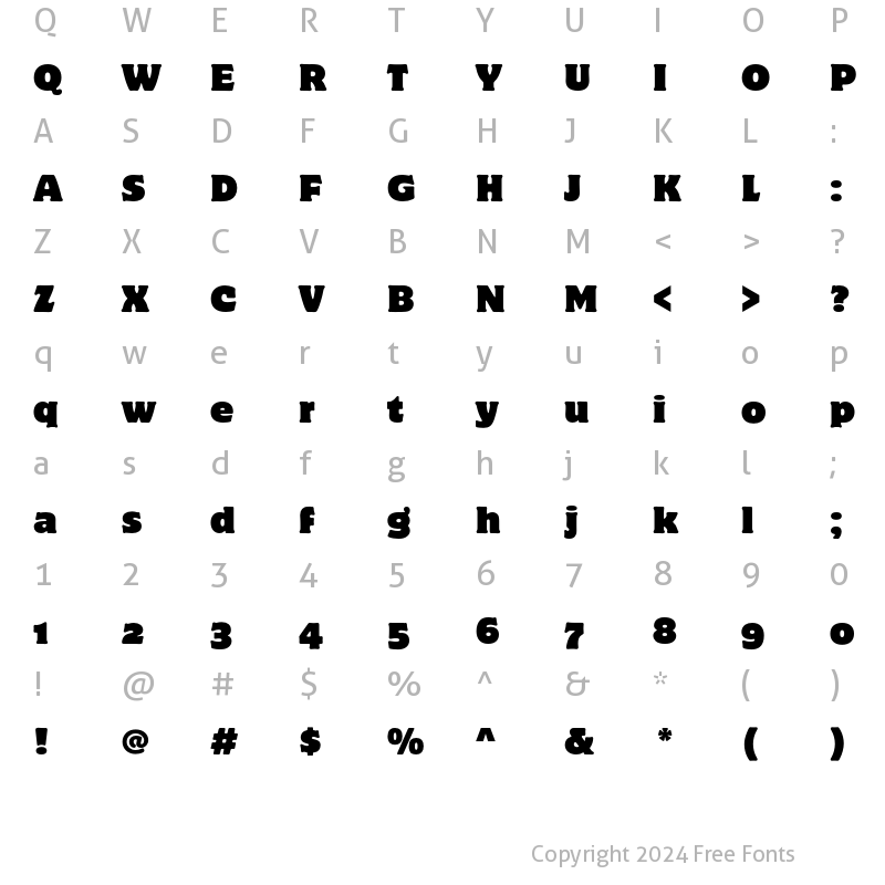 Character Map of Motter Corpus ITC OS Regular