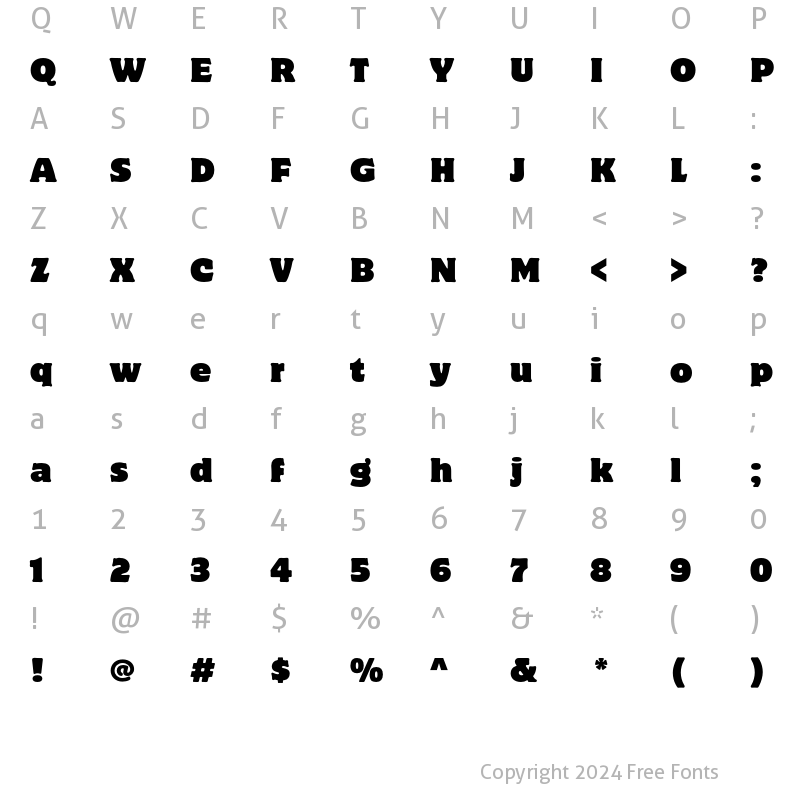 Character Map of Motter Corpus ITC Regular