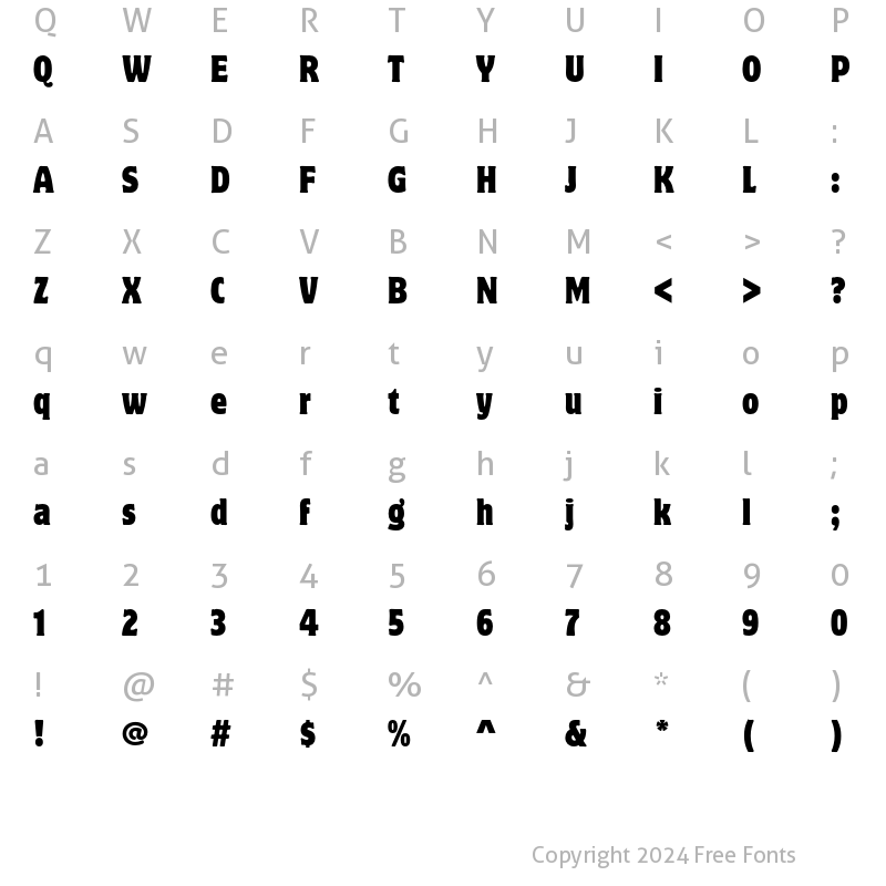 Character Map of Motter Corpus ITC Std Condensed