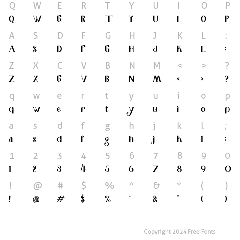 Character Map of Moullete Regular