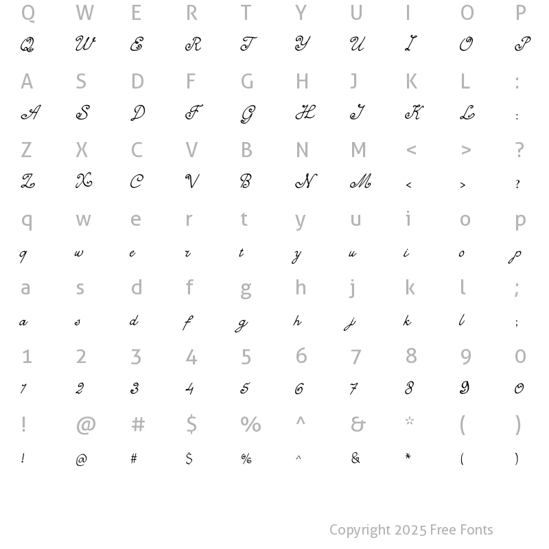 Character Map of Mounlee Regular