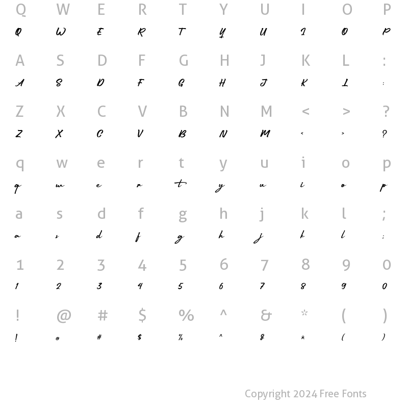 Character Map of Mount Light Regular