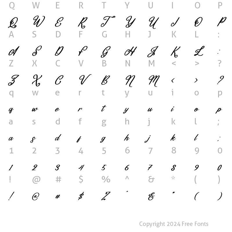 Character Map of Mountain Brilliant Italic