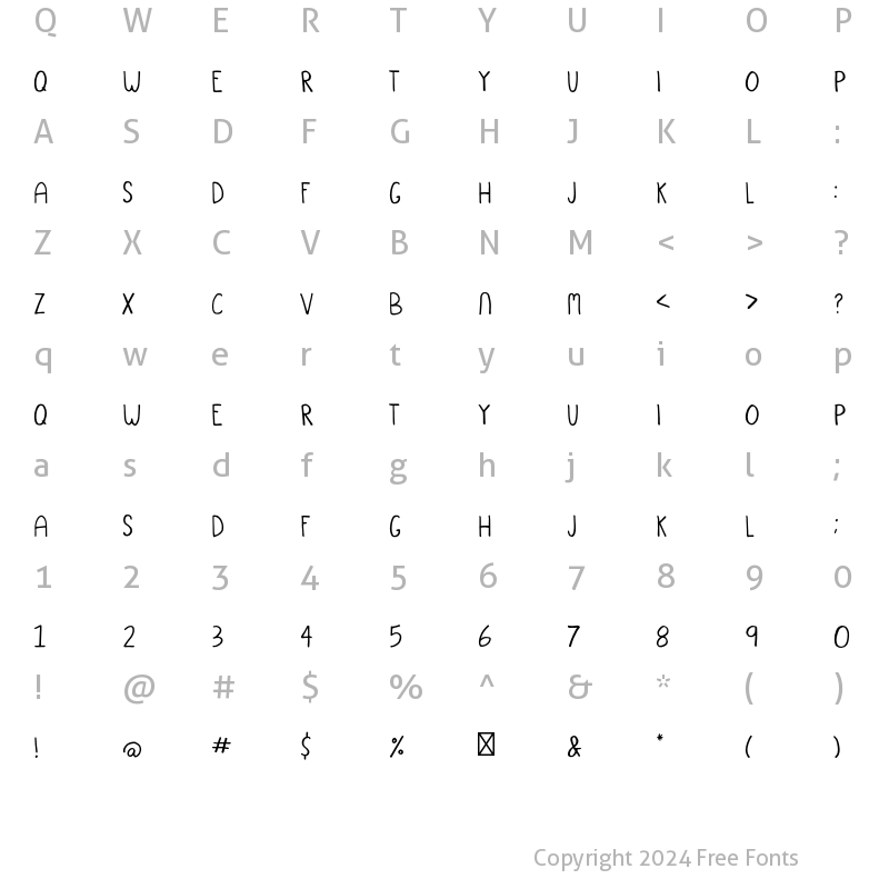 Character Map of Mountain Goat Regular