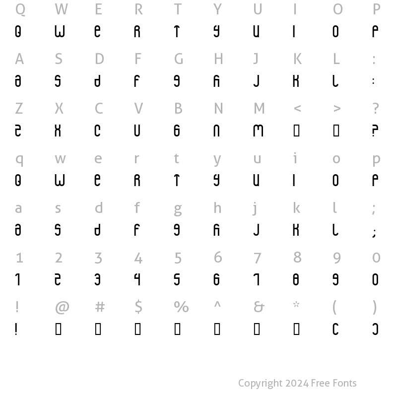 Character Map of Mountaintop Milk Regular