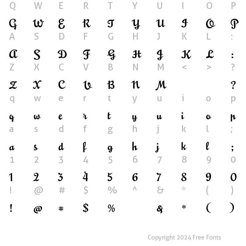 Character Map of MousseScript Regular