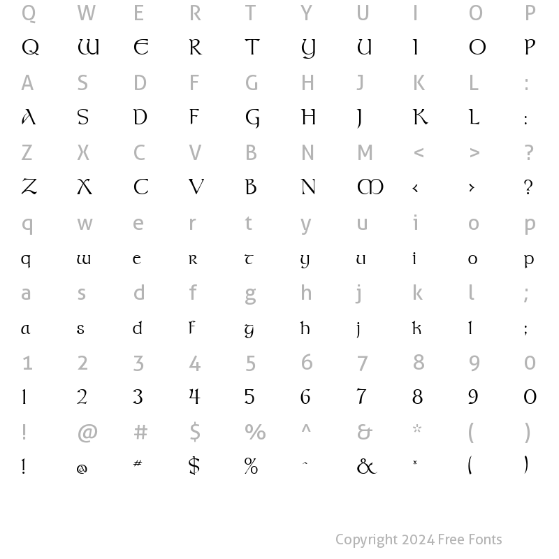 Character Map of Mouth Regular