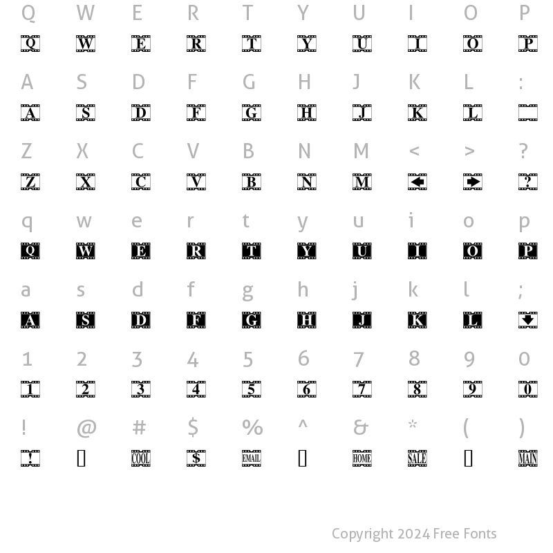 Character Map of Movie Times Regular