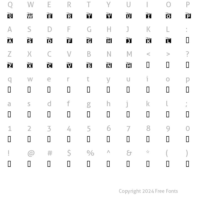 Character Map of movieboard Regular