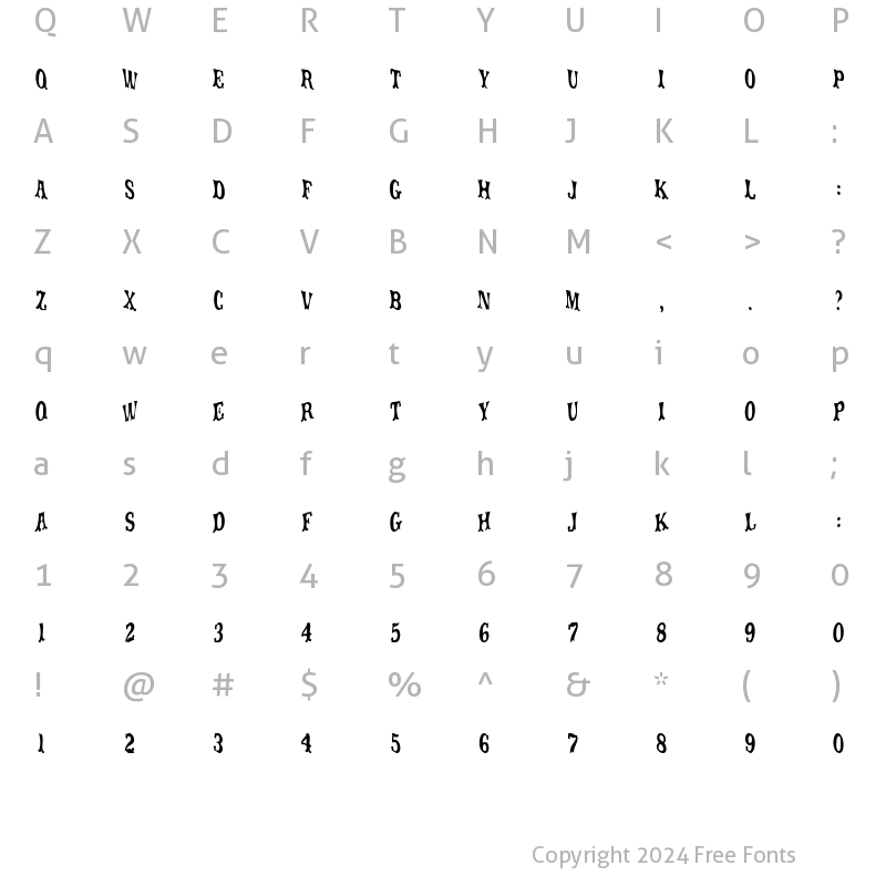 Character Map of movieola titletype Regular