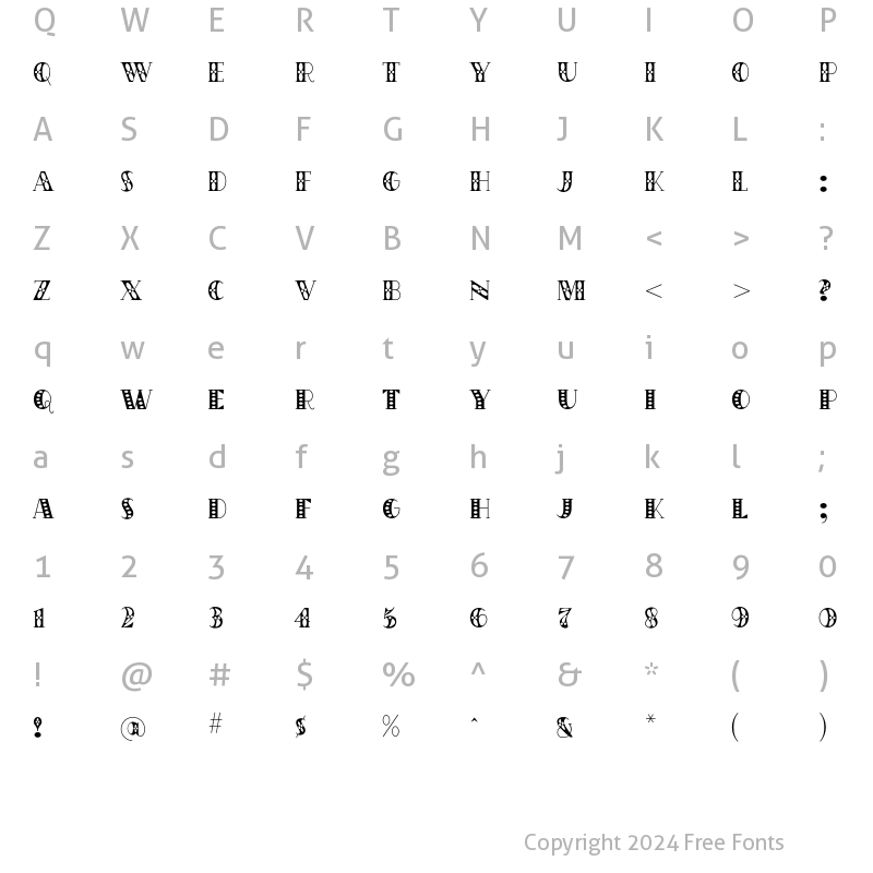 Character Map of Moviestar Regular