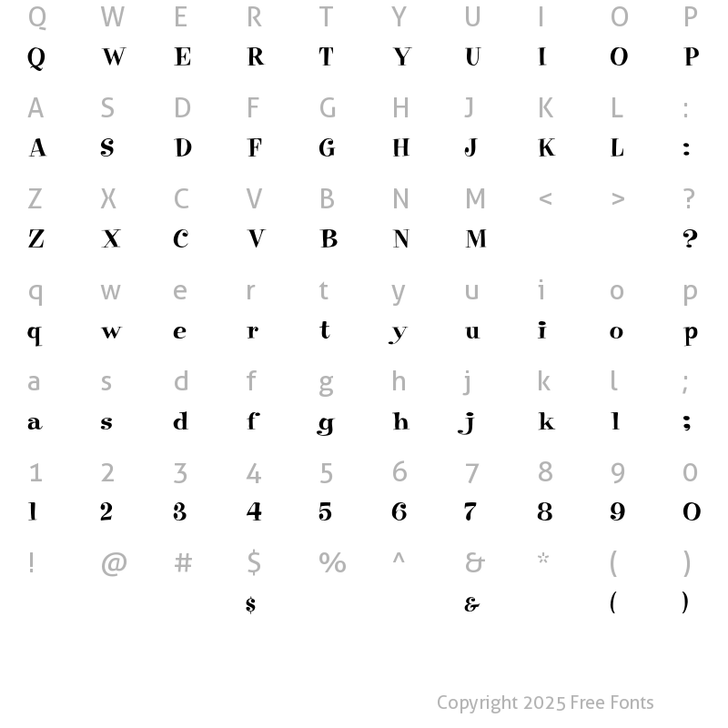 Character Map of Moxie Regular