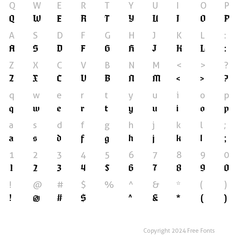 Character Map of Moyenage Regular