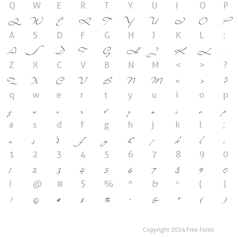 Character Map of Mr Lackboughs Regular