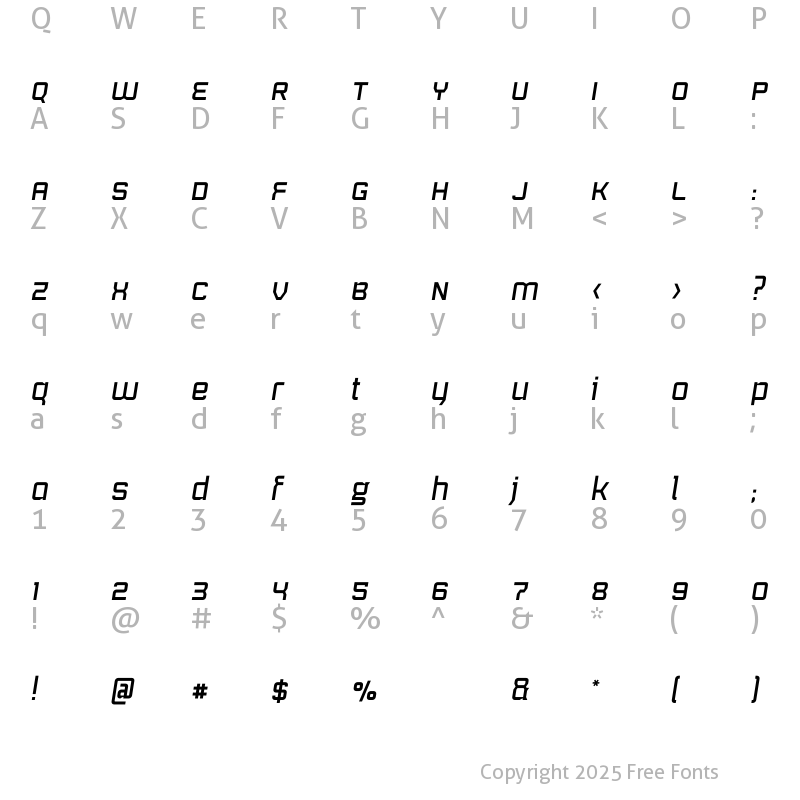 Character Map of mrh Anton Alt. Oblique