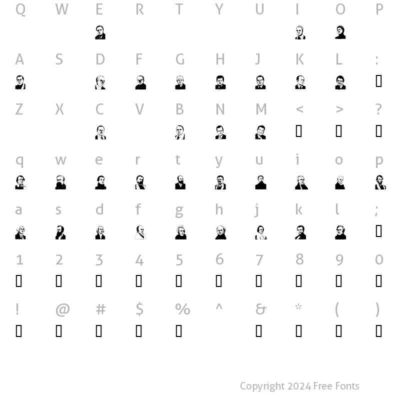 Character Map of MrPresident Regular