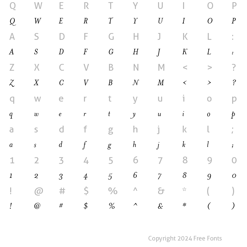 Character Map of MrsEaves Medium